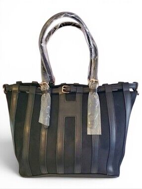 Faux Suede Black Tote  with Adjustable Shoulder Strap